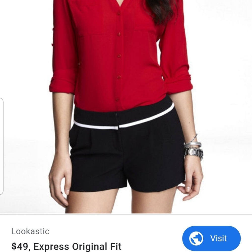 Express Red Portofino button up down blouse - Picture 4 of 4
